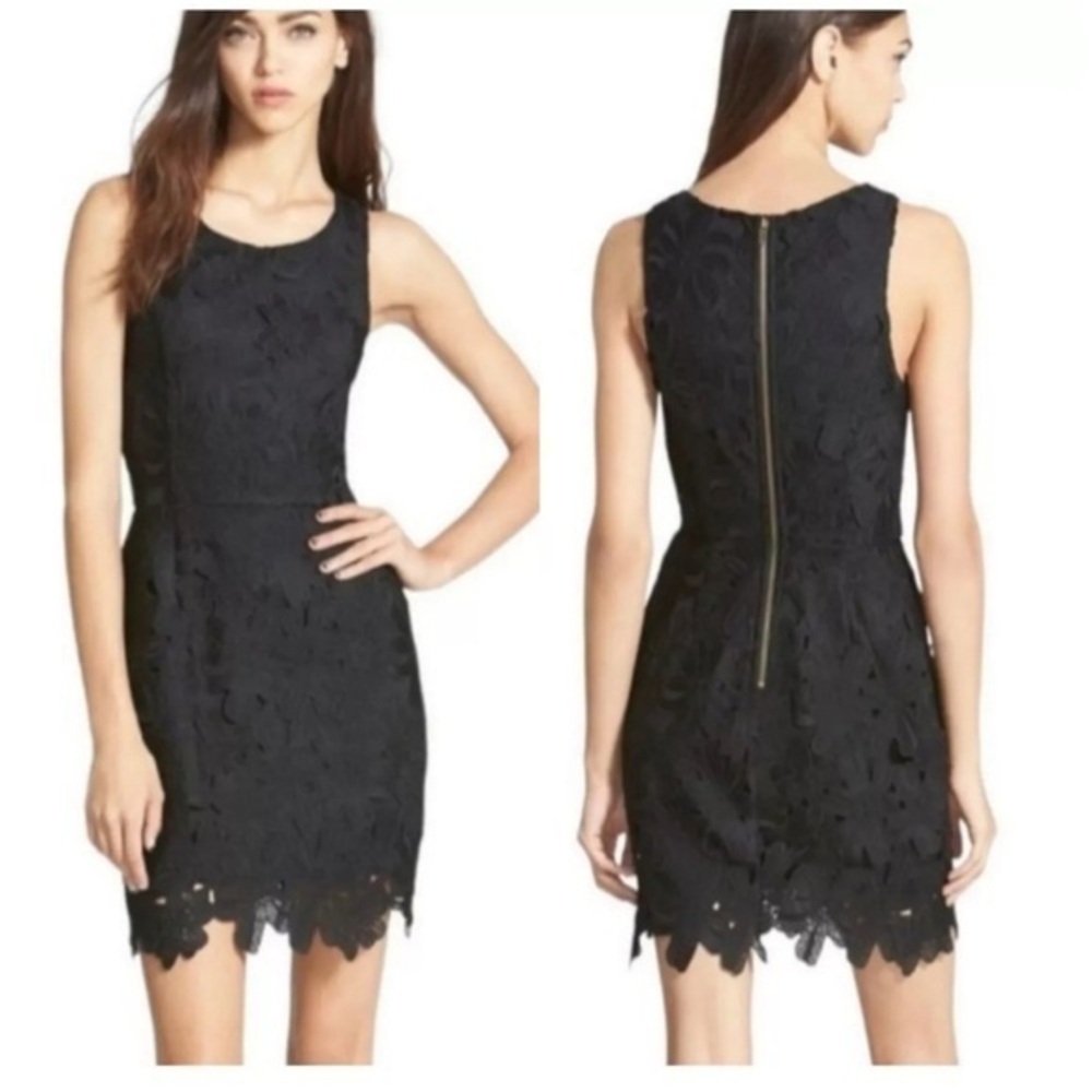 Lace Crochet ASTR The Black Label Women’s Black Sleeveless Midi Dress Medium